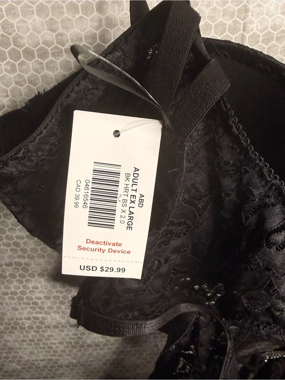 Spencer's BodyRage Black Underwired Semi-Transparent Stretch Bodysuit XL